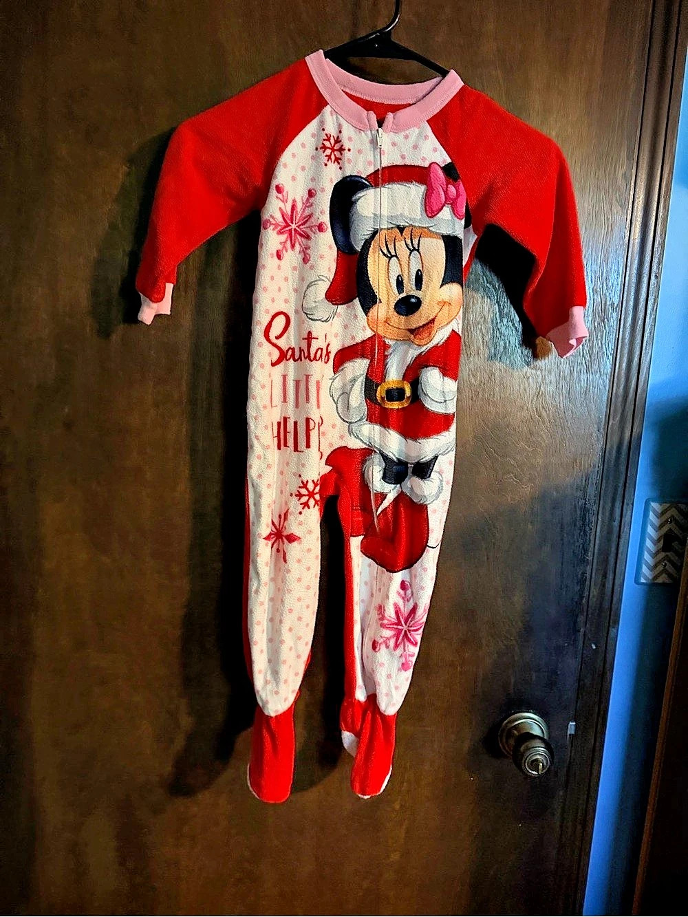 Disney Minnie Mouse Santa's Little Helper Fleece Footed Pajamas Santa's Little